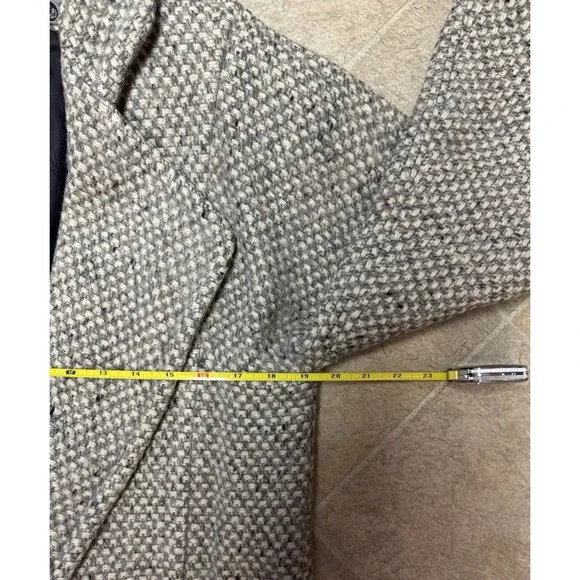Multi Gray Wool Tweed Coat Women 5/6 Country Preppy Chunky 80s Cottage Vintage - Picture 6 of 8
